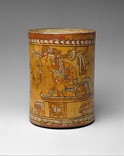 Vessel with a throne scene (Maya); late 7th–8th century; ceramic; 21.59&nbsp;cm; Metropolitan Museum of Art (New York City)