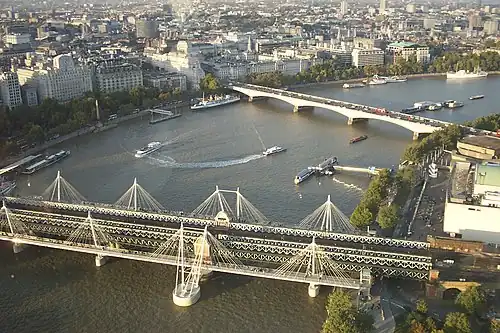 Image 17Rail, road and river traffic, seen from the London Eye.