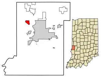 Location of St. Mary of the Woods in Vigo County, Indiana.