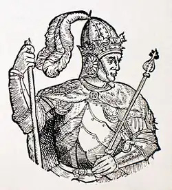 Lithuanian duke Vytautas the Great in 17th century woodcut