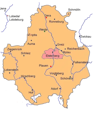 Map of the Vogtland in 1350