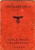 1940s issued German temporary alien's passport ("Vorläufiger Fremdenpass")
