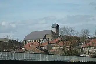 The church and surroundings in Pouilly-sur-Meuse
