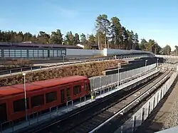 The passenger inaccessible turning track behind the station