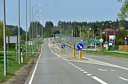Ul. Szosa Wschodnia - National Road no. 65, crossing the village