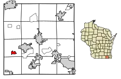 Location of Darien in Walworth County, Wisconsin.