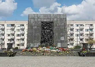 Monument to the Ghetto Heroes (1948) in Warsaw, west side