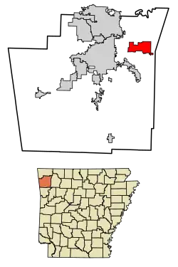 Location of Goshen in Washington County, Arkansas.