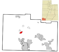 Location in Washington County and the state of Utah