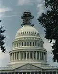 Scaffolding on the Capitol dome during the 1993 restoration of the Statue of Freedom