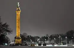 Illuminated in snow at night in January 2025