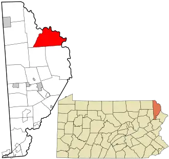 Location in Wayne County and the state of Pennsylvania.