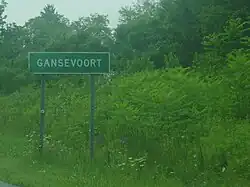 Sign for Gansevoort, New York on New York State Route 32.