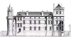 West façade of the Lescot Wing c. 1560, elevation drawing by architect Henri Legrand (1868) based on historical documents[32]