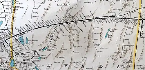 Western Pacific map of Nevada in 1931