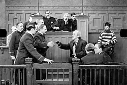 A scene from the 1911 silent film What Shall We Do with Our Old?