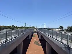 Two parallel concrete rail viaducts