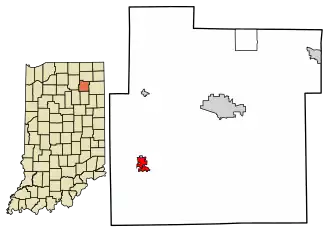 Location of South Whitley in Whitley County, Indiana.