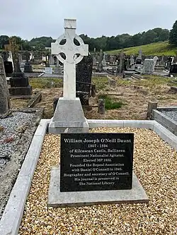 A gravestone inscription for William O’Neill Daunt in Dunmanway.