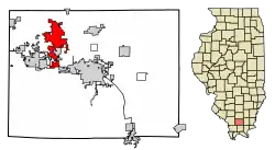 Location of Herrin in Williamson County, Illinois.