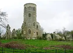 Wimpole's Folly, Cambridgeshire, England, built in the 1700s to resemble Gothic-era ruins