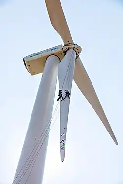 Image 36Workers inspect wind turbine blades. (from Wind turbine)