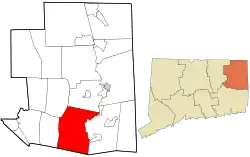 Canterbury's location within Windham County and Connecticut