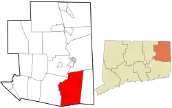 Plainfield's location within Windham County and Connecticut