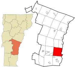 Location in Windsor County and the state of Vermont.