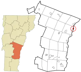Location in Windsor County and the state of Vermont.