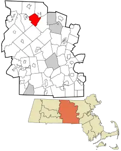 Location in Worcester County and Massachusetts.
