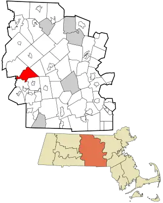 Location in Worcester County and the state of Massachusetts.