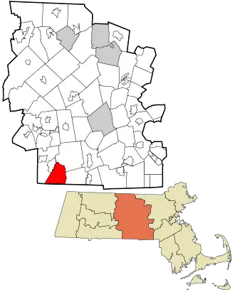 Location in Worcester County and the state of Massachusetts