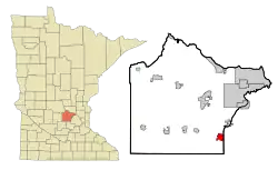 Location of the city of Delano within Wright County, Minnesota