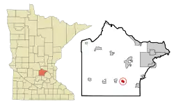 Location of the city of Montrose within Wright County, Minnesota