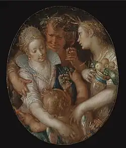 Sine Cerere et Baccho friget Venus, Bacchus, Ceres and Venus, oil on copper, 10.5 x 8.6&nbsp;cm.[41]
