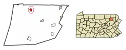 Location of Meshoppen in Wyoming County, Pennsylvania.