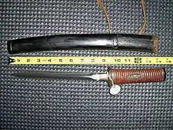 Edo period yari tantō. A yari (spear) converted to use as a tantō.