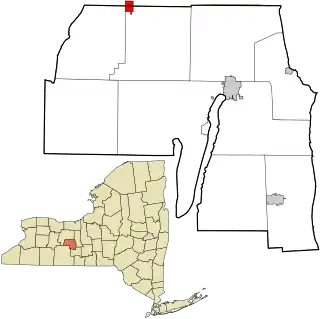 Location in Yates County and the state of New York.