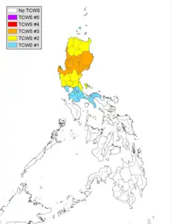 A map of the Philippines, with many provinces in different colors across Luzon and other islands in the Northern Philippines
