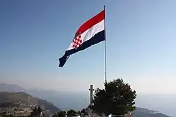The largest flying flag in Croatia, atop the Srđ mountain over the Dubrovnik.