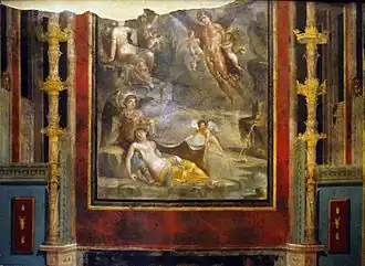 Image 65The Wedding of Zephyrus and Chloris (54–68 AD, Pompeian Fourth Style) within painted architectural panels from the Casa del Naviglio (from Roman Empire)