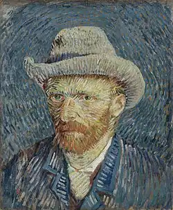 Self-Portrait with Grey Felt Hat, Winter 1887/88 Oil on canvas, 44 × 37.5&nbsp;cm Van Gogh Museum, Amsterdam (F344)