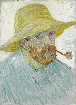 Self-Portrait with Pipe and Straw Hat, Summer 1888 Oil on pasteboard, 42 × 31&nbsp;cm Van Gogh Museum, Amsterdam (F524)