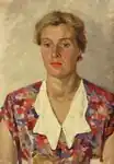 Портрет женщины в цветастом платье. 1950-е