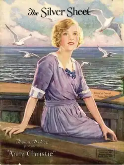 Blanche Sweet in a boat at sea, surrounded by seagulls